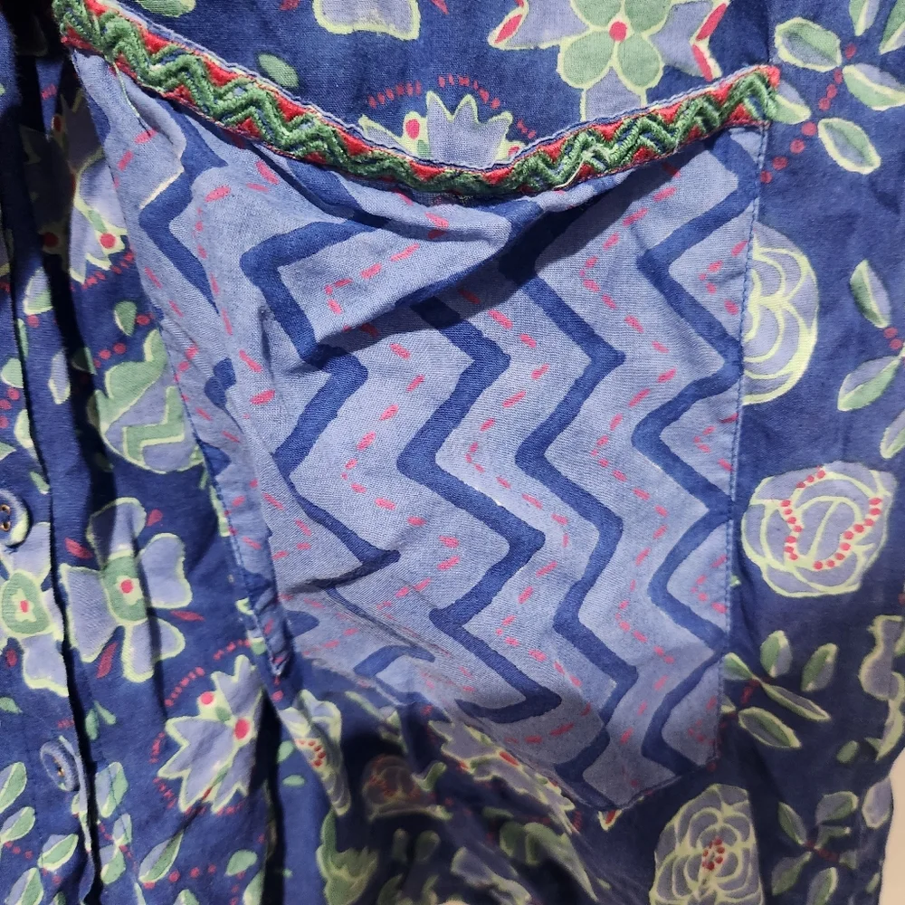 Gudrun Sjodén Artiste Blouse In Organic Cotton Blue Size M With Pockets - Picture 6 of 6